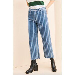 Boyish The Mikey Striped Crop Flare Jeans Straight Leg Size 29